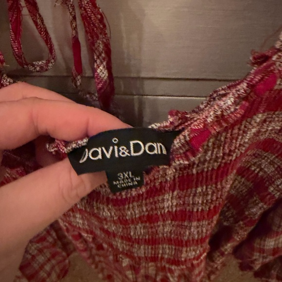 Plus Smocked Plaid Women's Top - Picture 2 of 2